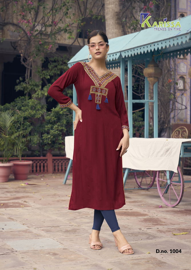 Charvee By Karissa Weaving Rayon Designer Kurtis Wholesalers In Delhi